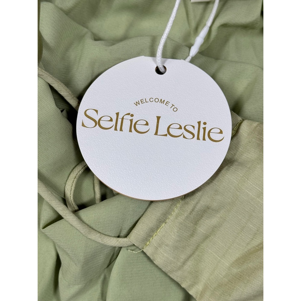 NWT Selfie Leslie 63623J Sage Bustier Tiered Mini Dress Size S Open Back - Picture 6 of 7